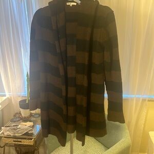 Vince Alpaca Wool Cashmere Brown Striped Cardigan